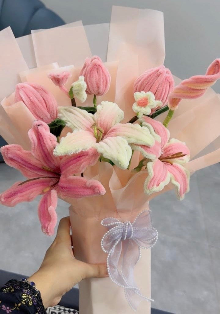 Lilies and Tulips Bouquet - Handmade